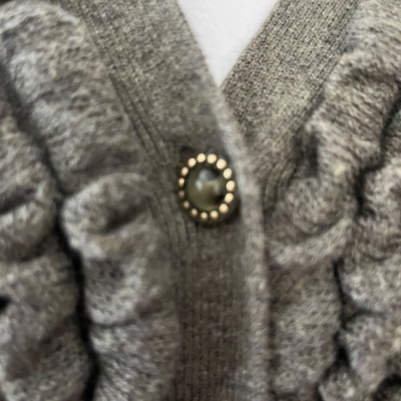 Moth By Anthropologie Crop Ruffle Cotton Blend Button Front Sweater Large - Picture 3 of 7